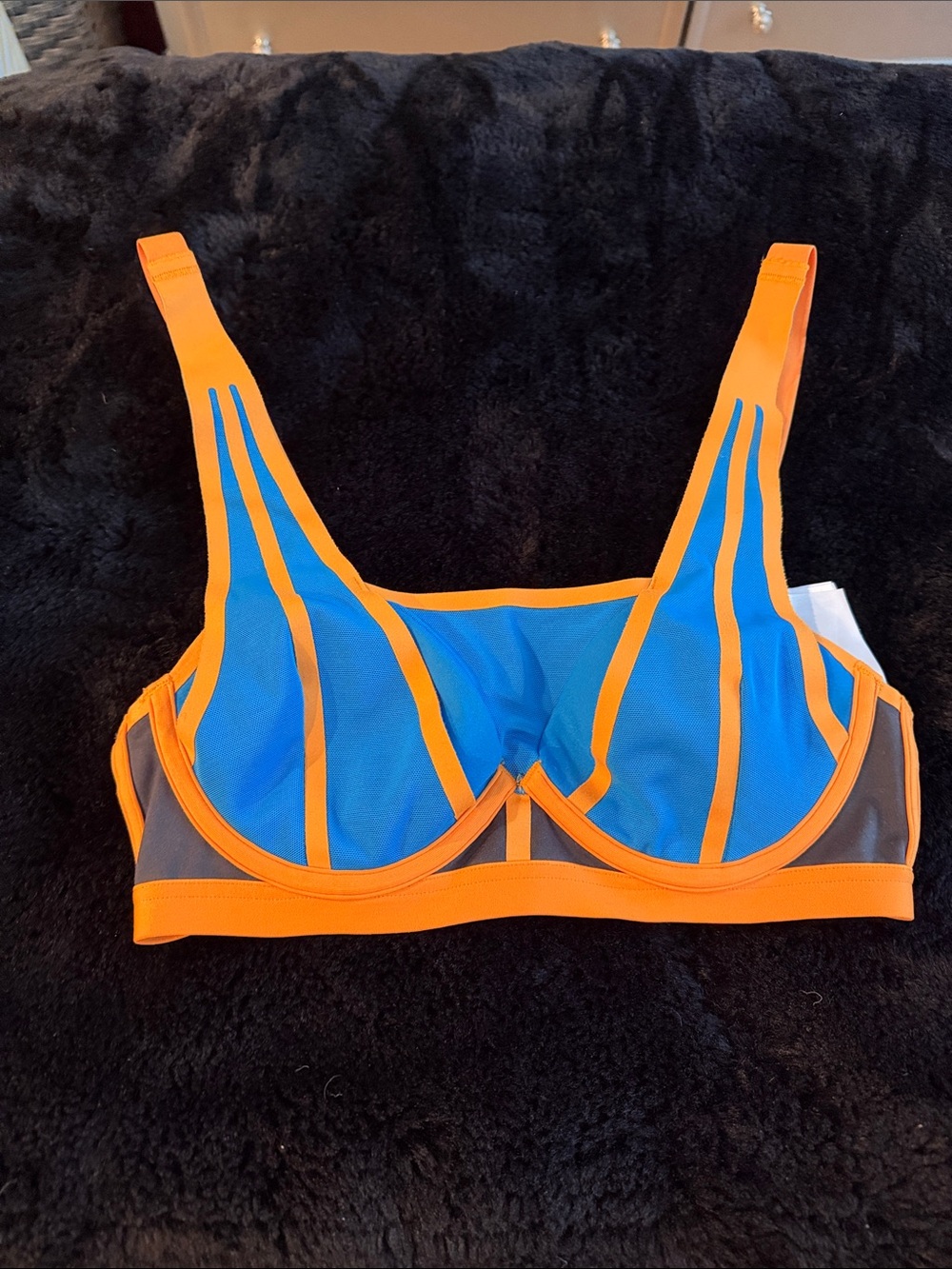 Blue and Orange Underwire Mesh Bra - Women Intimates